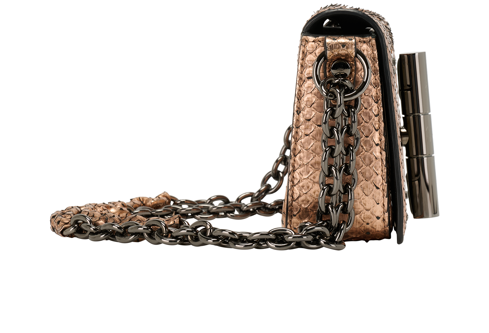 Small Natalia, &pound;395, Handbags, Bronze, Python, Side view